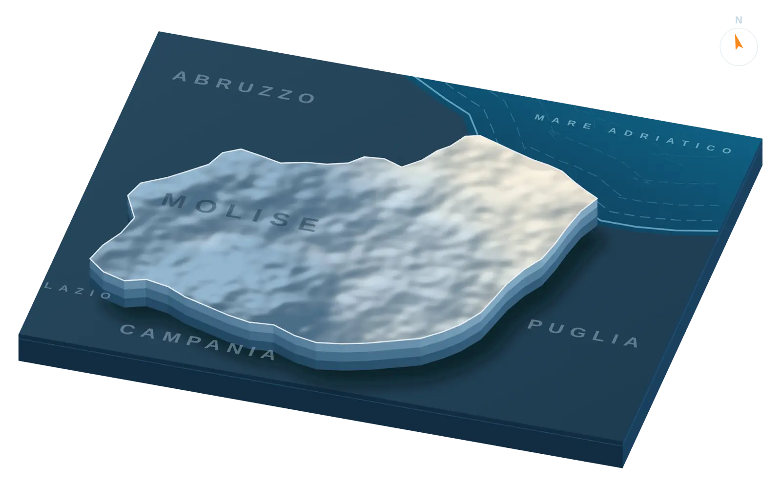 Mappa in rilievo del Molise con le località dei lavori realizzati